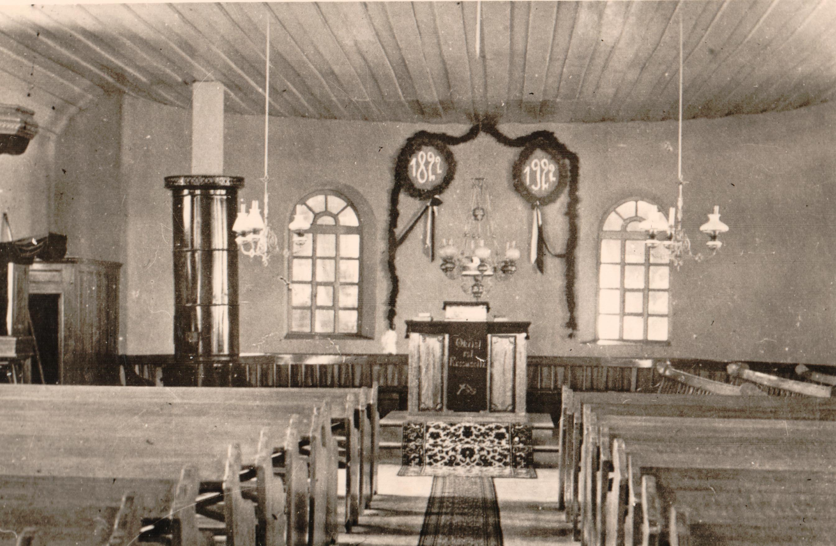 Intérieur du temple protestant en 1922